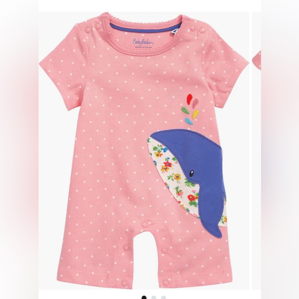 Baby Boden Pink Appkique Whale Bodysuit Nordstrom 3-6 mos